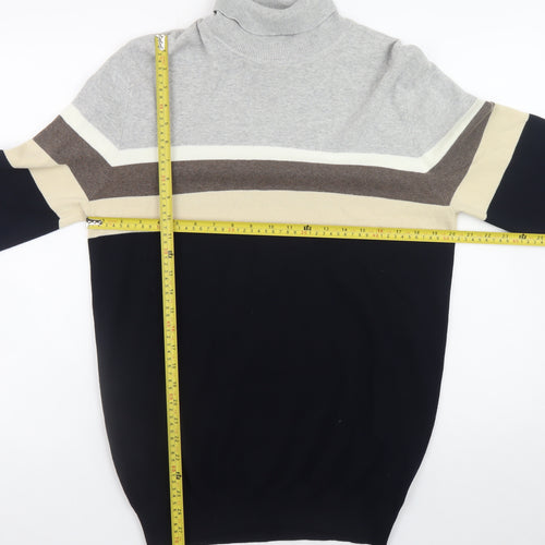 Next Mens Multicoloured Roll Neck Striped Cotton Jumper L