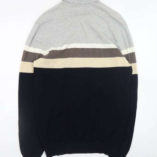 Next Mens Multicoloured Roll Neck Striped Cotton Jumper L