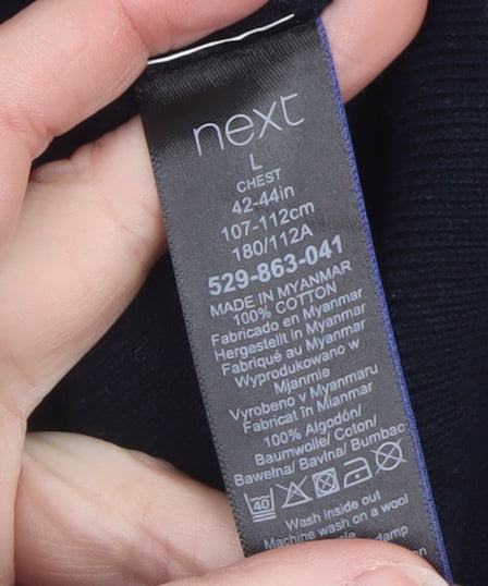 Next Mens Multicoloured Roll Neck Striped Cotton Jumper L