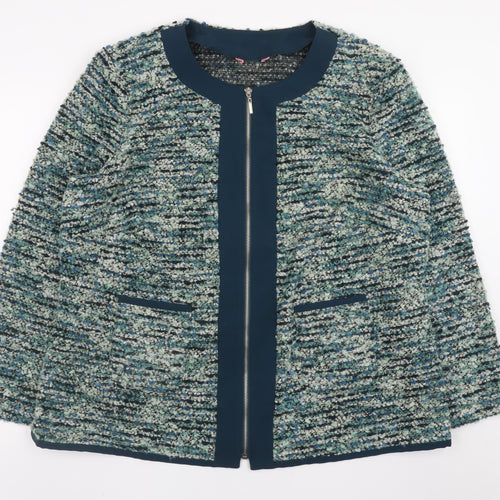 Julipa Womens Green Tweed Zip Up Jacket Size 22
