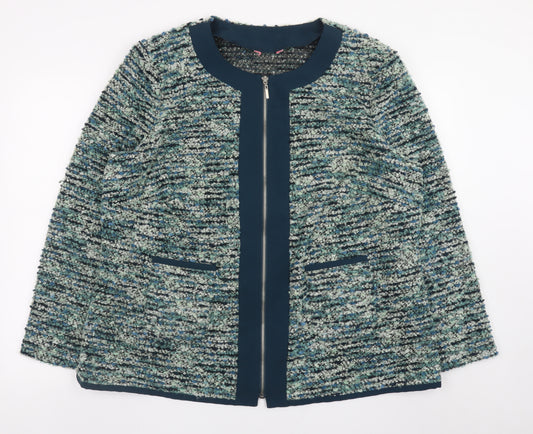 Julipa Womens Green Tweed Zip Up Jacket Size 22