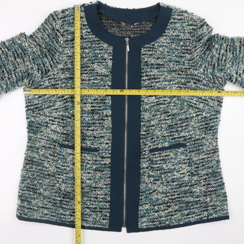 Julipa Womens Green Tweed Zip Up Jacket Size 22