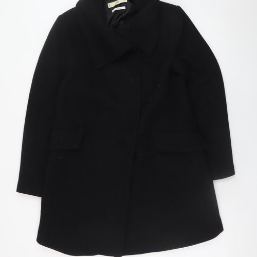 Mango Women’s Black Wool Blend Mid-Length Overcoat Size 12