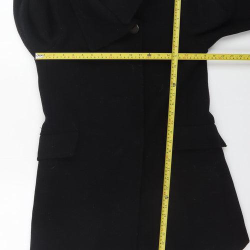 Mango Women’s Black Wool Blend Mid-Length Overcoat Size 12