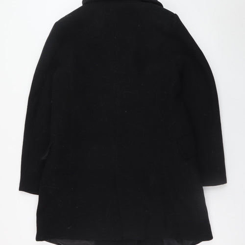 Mango Women’s Black Wool Blend Mid-Length Overcoat Size 12