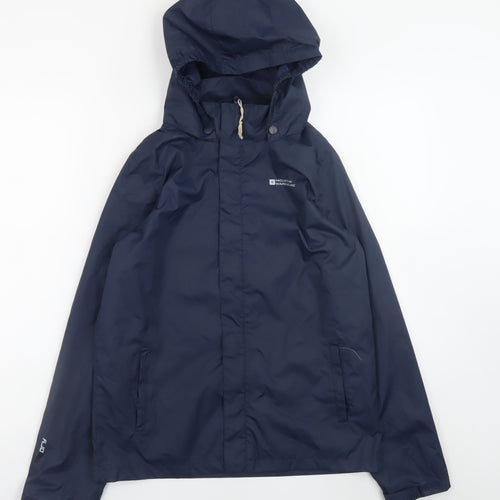 Mountain Warehouse Teens Blue Hooded Water Resistant Rain Coat Jacket Size S