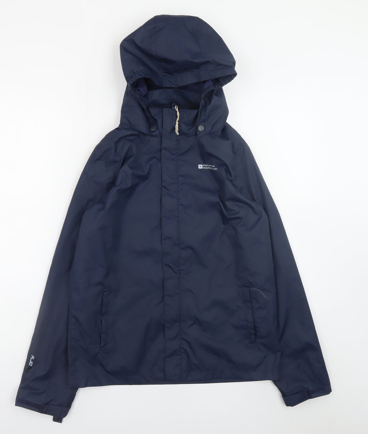 Mountain Warehouse Teens Blue Hooded Water Resistant Rain Coat Jacket Size S