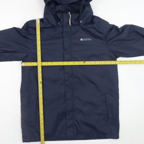 Mountain Warehouse Teens Blue Hooded Water Resistant Rain Coat Jacket Size S