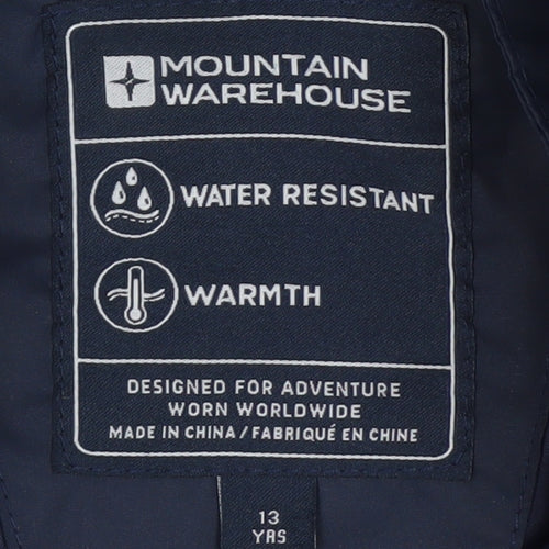 Mountain Warehouse Teens Blue Hooded Water Resistant Rain Coat Jacket Size S