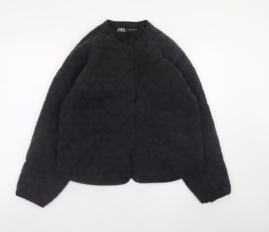 ZARA Women Black Quilted Short Jacket Size S