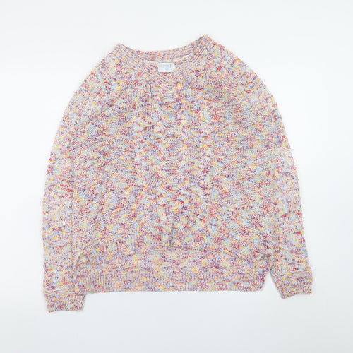 Time and Tru Women's Multicoloured Cable-Knit Pullover Jumper Size S