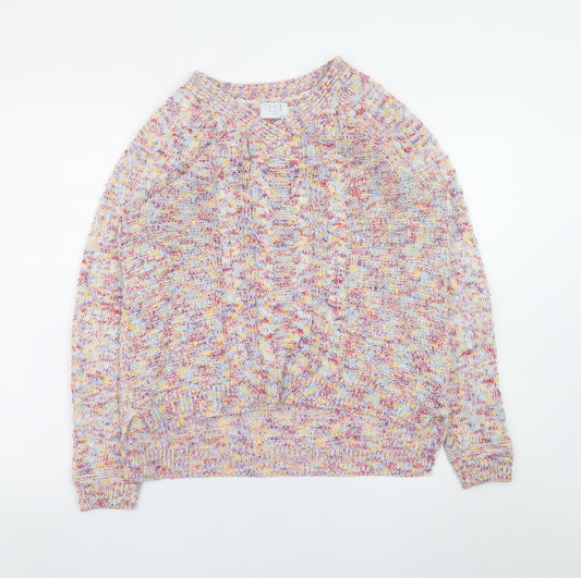 Time and Tru Women's Multicoloured Cable-Knit Pullover Jumper Size S