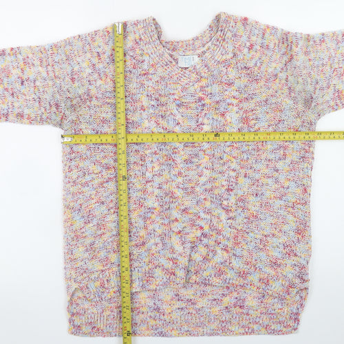 Time and Tru Women's Multicoloured Cable-Knit Pullover Jumper Size S