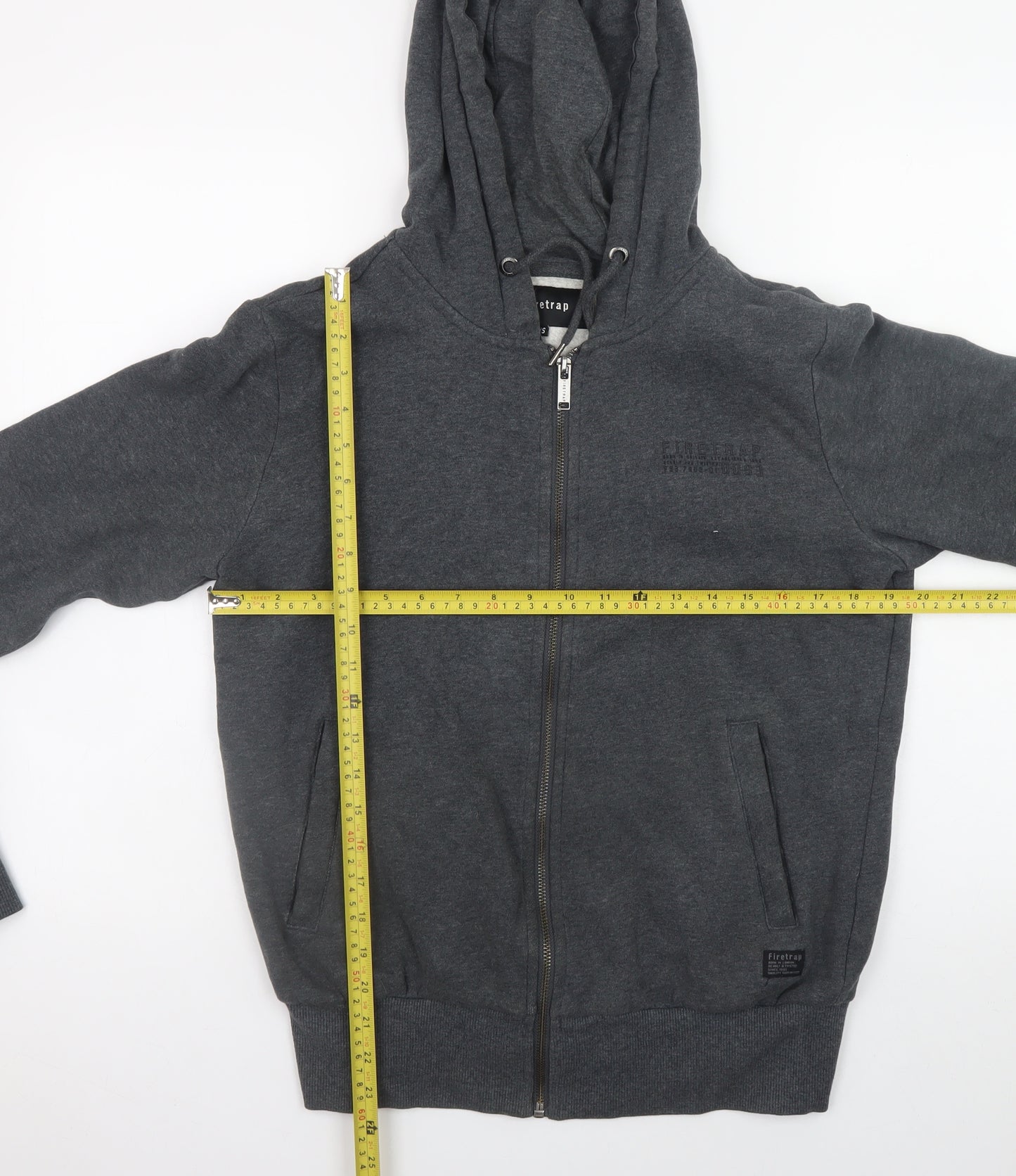 Firetrap Men's Grey Full Zip Hoodie XS Classic Fit
