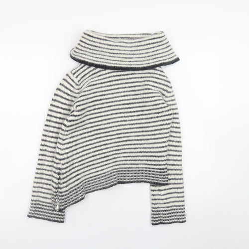 Topshop Women's Striped Cowl Neck Wool Blend Pullover Jumper Size 12