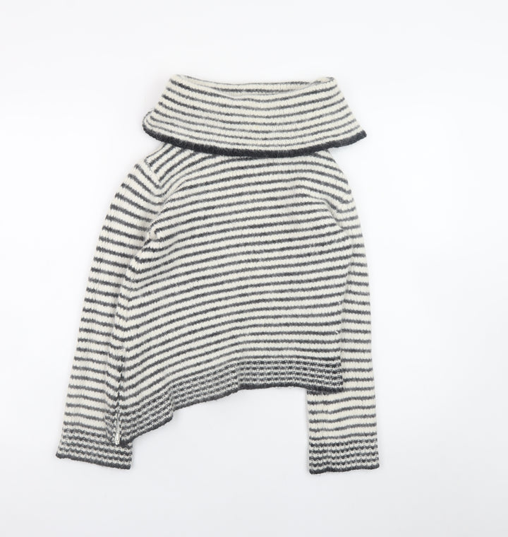 Topshop Women's Striped Cowl Neck Wool Blend Pullover Jumper Size 12