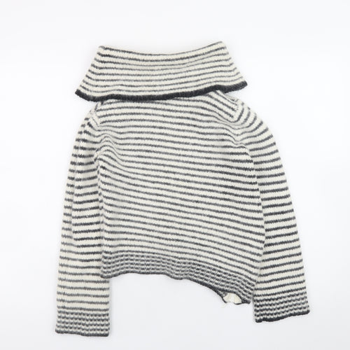 Topshop Women's Striped Cowl Neck Wool Blend Pullover Jumper Size 12