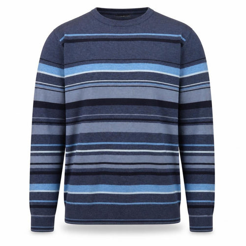 Dunnes Stores Men's Blue Striped Cotton Crew Neck Jumper Size S