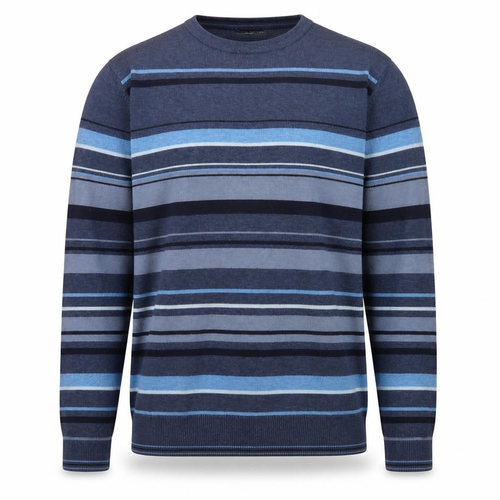 Dunnes Stores Men's Blue Striped Cotton Crew Neck Jumper Size S
