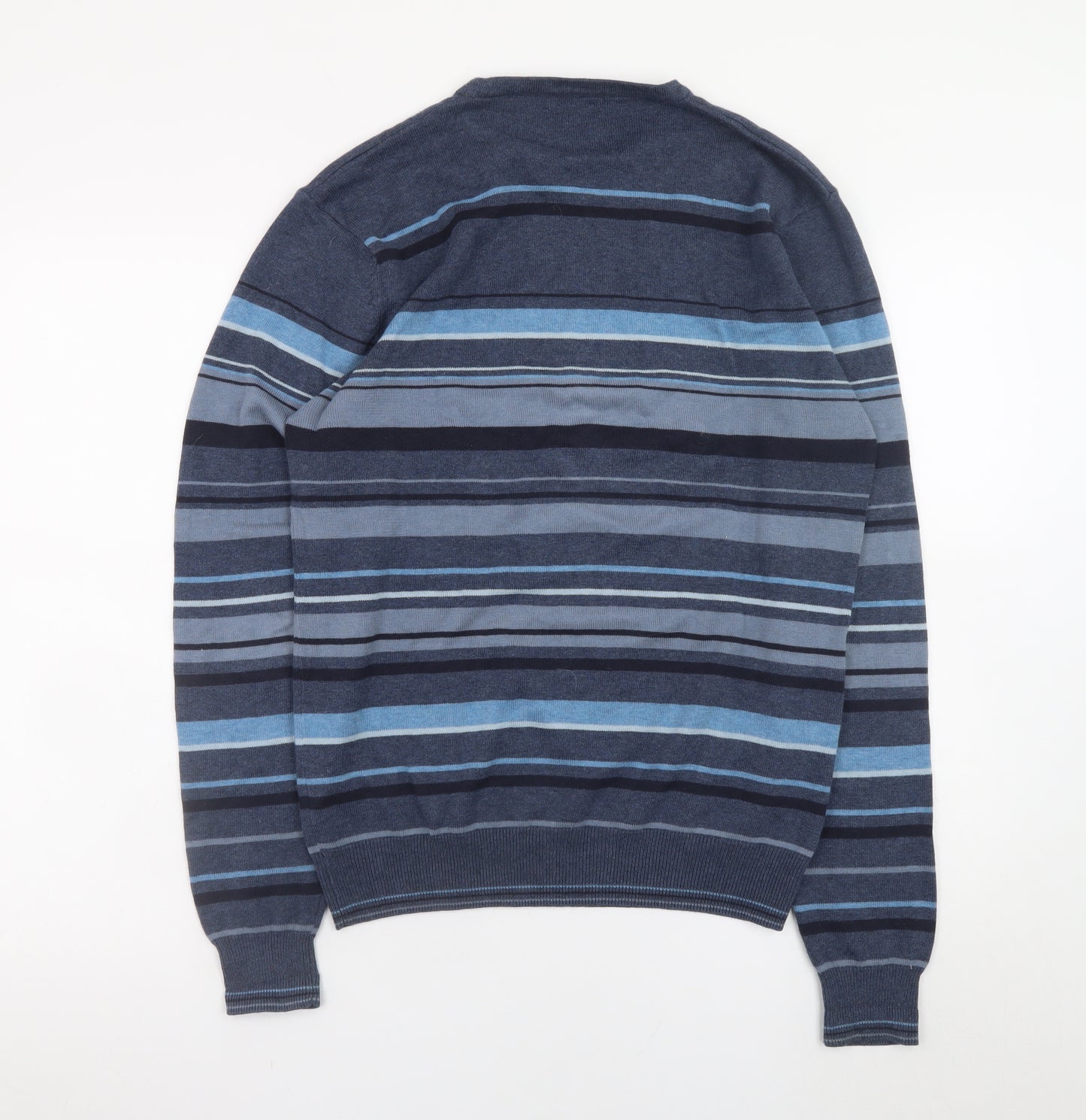 Dunnes Stores Men's Blue Striped Cotton Crew Neck Jumper Size S