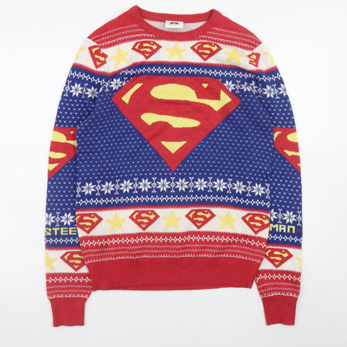 F&F Men's Multicoloured Superman Christmas Jumper Size S Pullover