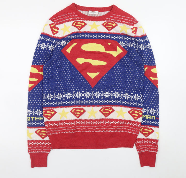 F&F Men's Multicoloured Superman Christmas Jumper Size S Pullover