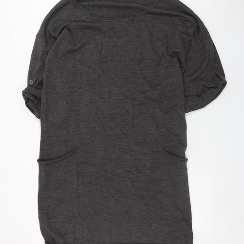 Poetry Women’s Grey Wool T-Shirt Dress UK 10 Short Sleeve Knit