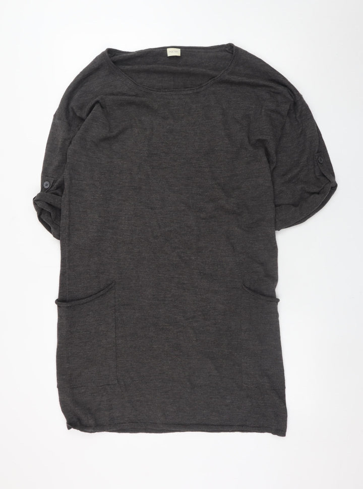 Poetry Women’s Grey Wool T-Shirt Dress UK 10 Short Sleeve Knit