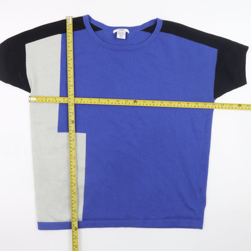 Mamas & Papas Women's Blue Geometric Knit Short Sleeve Jumper Size 10