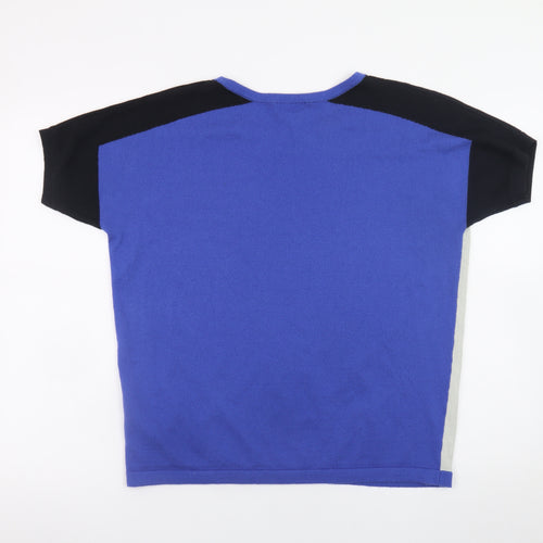 Mamas & Papas Women's Blue Geometric Knit Short Sleeve Jumper Size 10