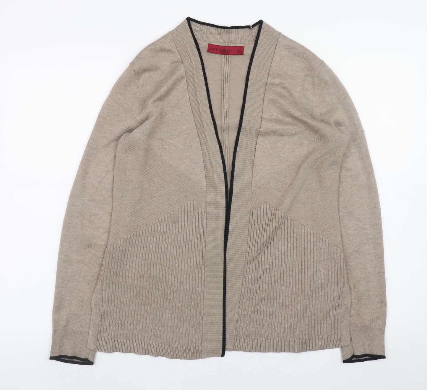 Love Scarlett Women Beige V-Neck Knit Cardigan Small
