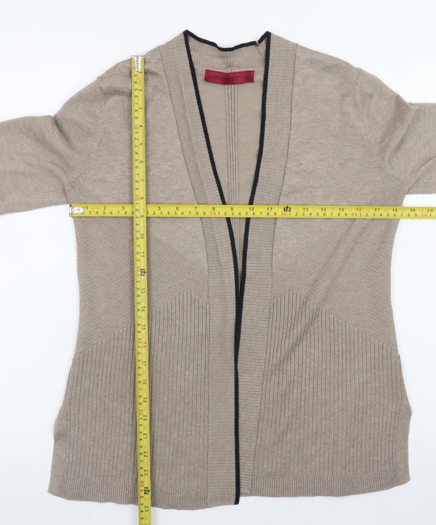 Love Scarlett Women Beige V-Neck Knit Cardigan Small