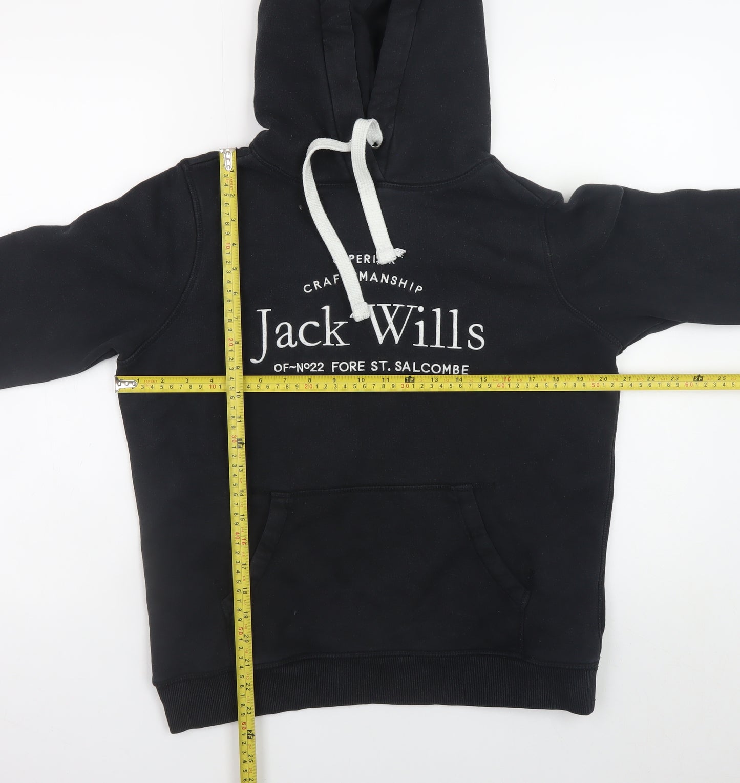 Jack Wills Womens Black UK 12 Pullover Hoodie with Logo Print