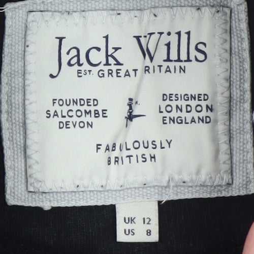 Jack Wills Womens Black UK 12 Pullover Hoodie with Logo Print