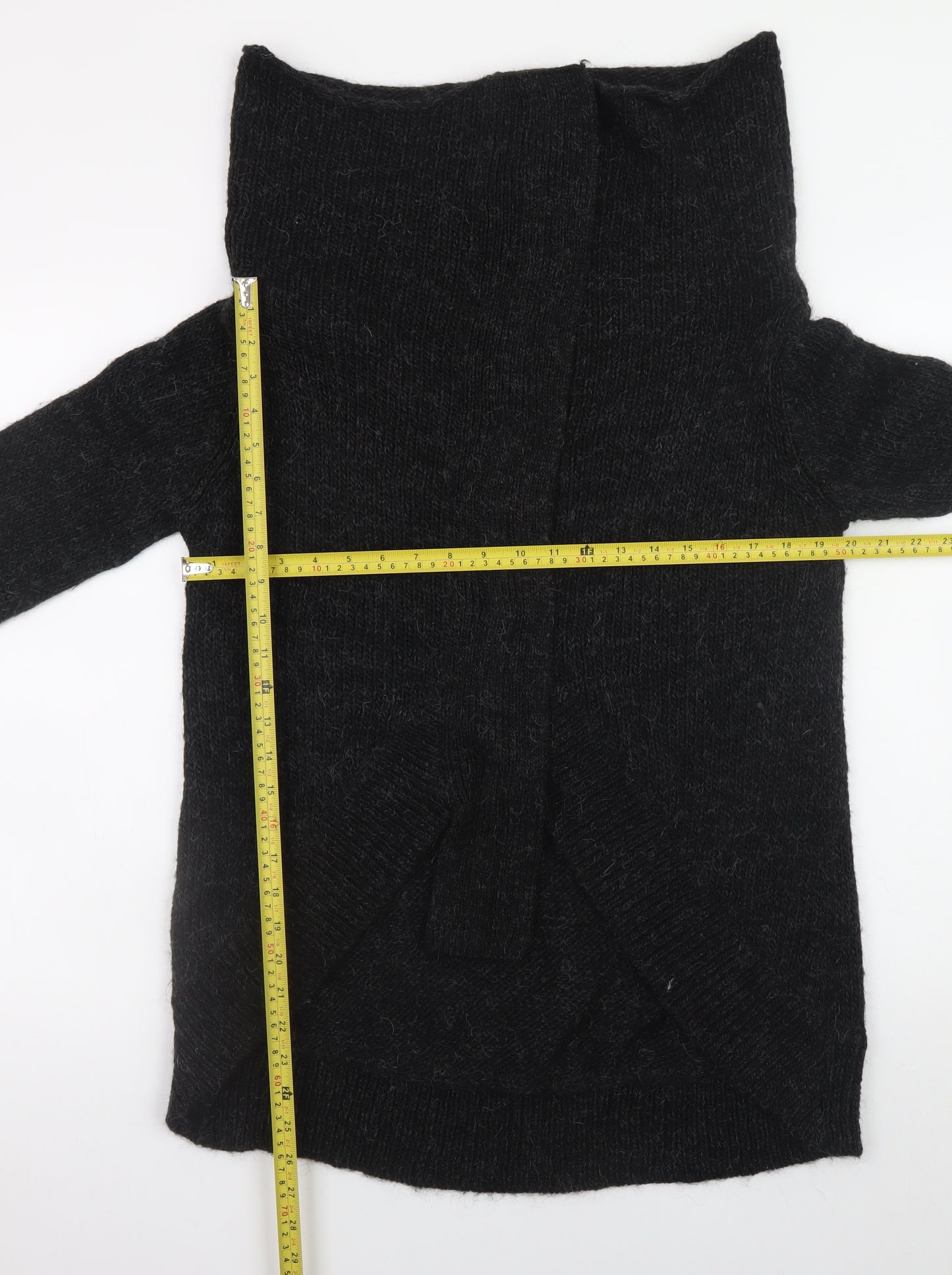AllSaints Womens Black Wool Blend Cowl Neck Chunky Knit Jumper UK 12
