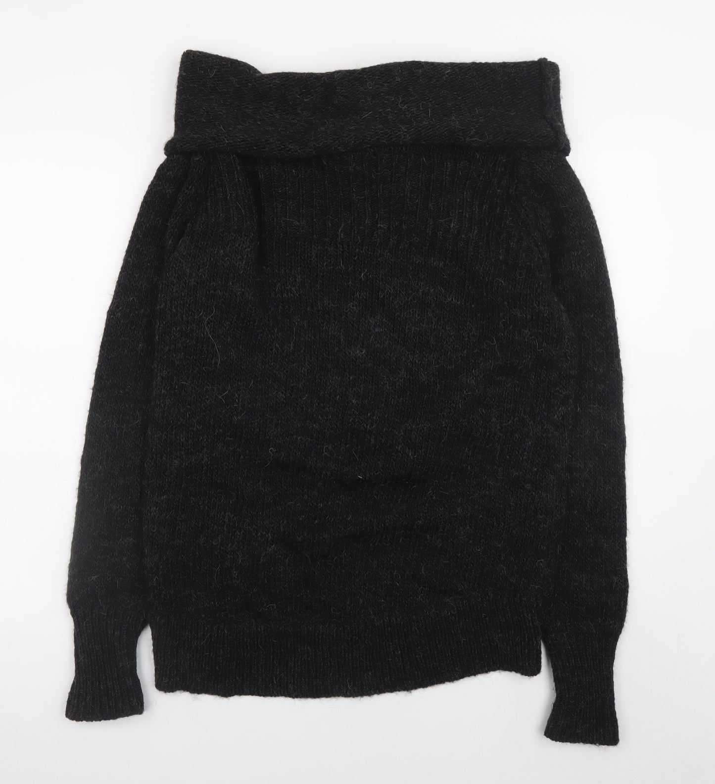 AllSaints Womens Black Wool Blend Cowl Neck Chunky Knit Jumper UK 12