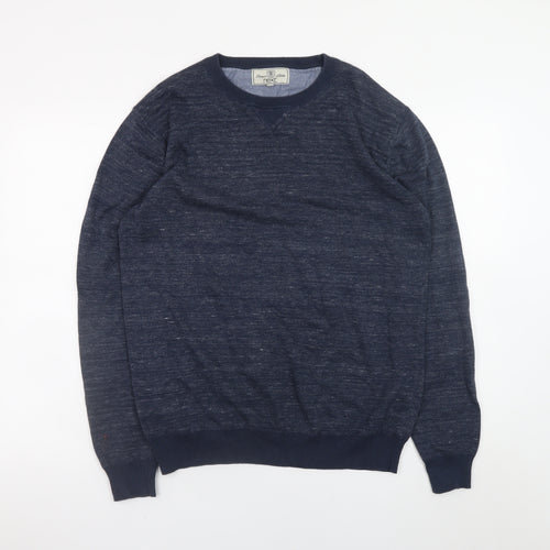 Next Men's Blue Cotton Blend Crew Neck Jumper Size L