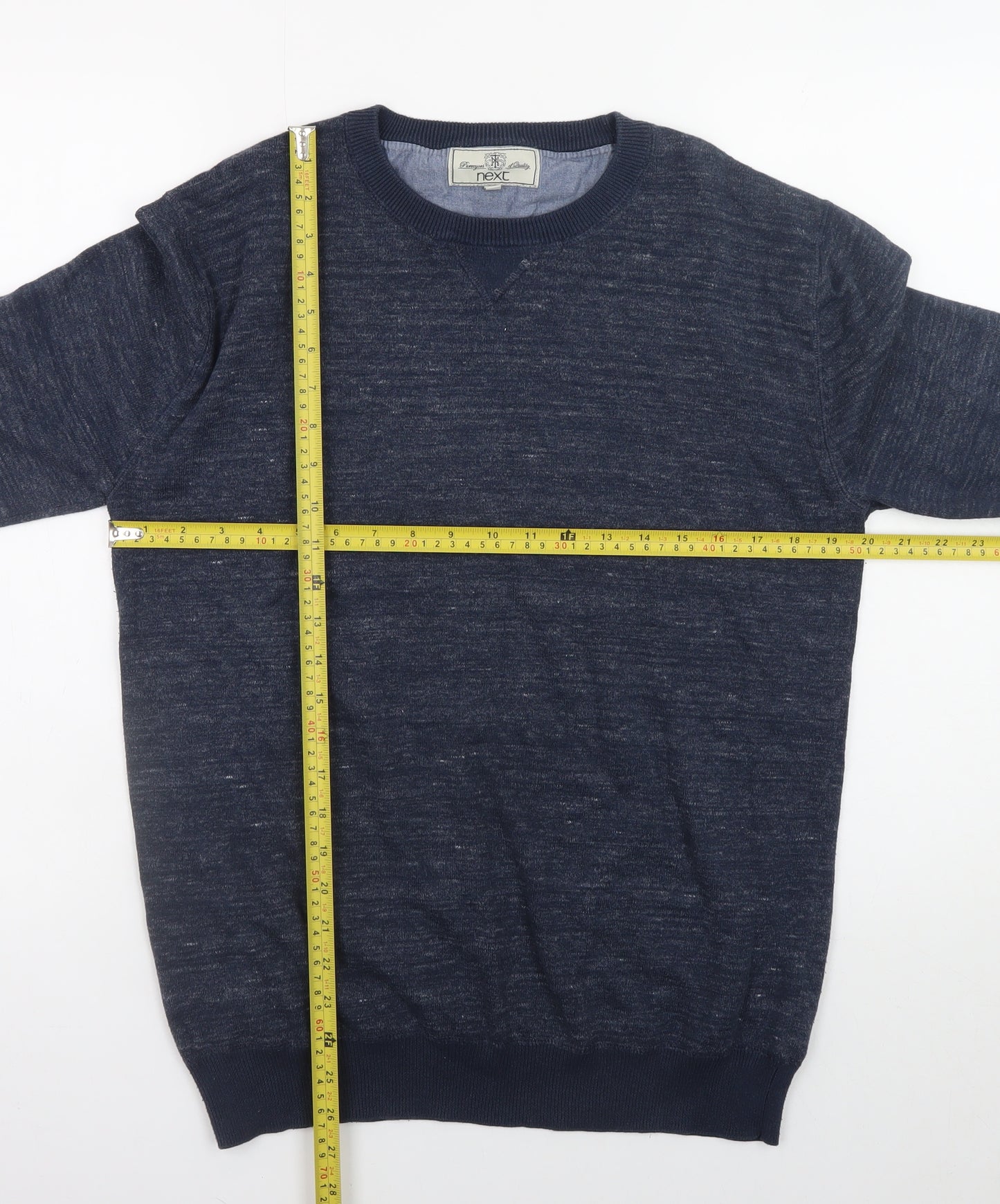 Next Men's Blue Cotton Blend Crew Neck Jumper Size L