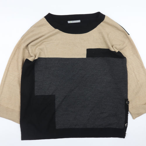 Marks and Spencer Women Beige Black Geometric Pullover Jumper UK 12