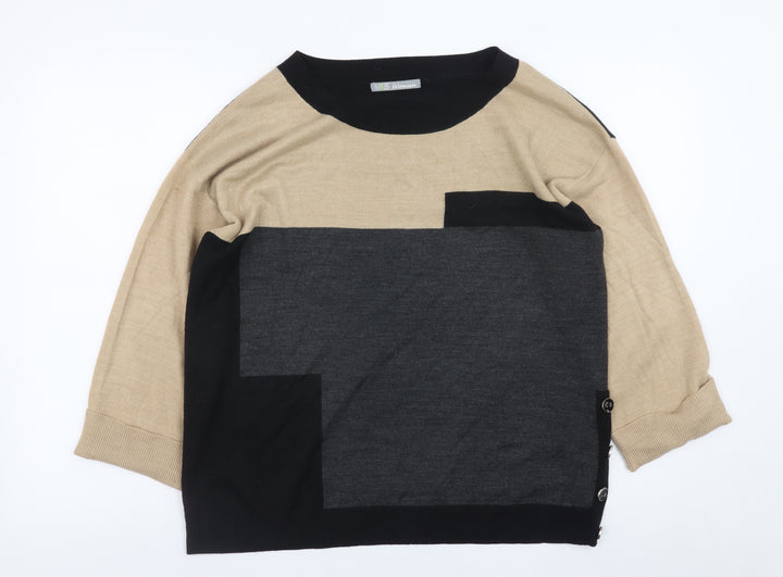 Marks and Spencer Women Beige Black Geometric Pullover Jumper UK 12