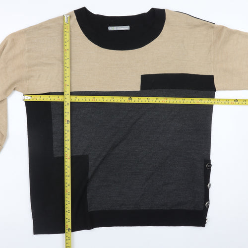 Marks and Spencer Women Beige Black Geometric Pullover Jumper UK 12