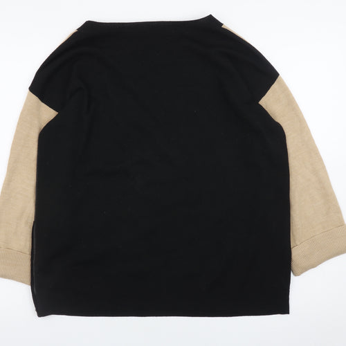 Marks and Spencer Women Beige Black Geometric Pullover Jumper UK 12