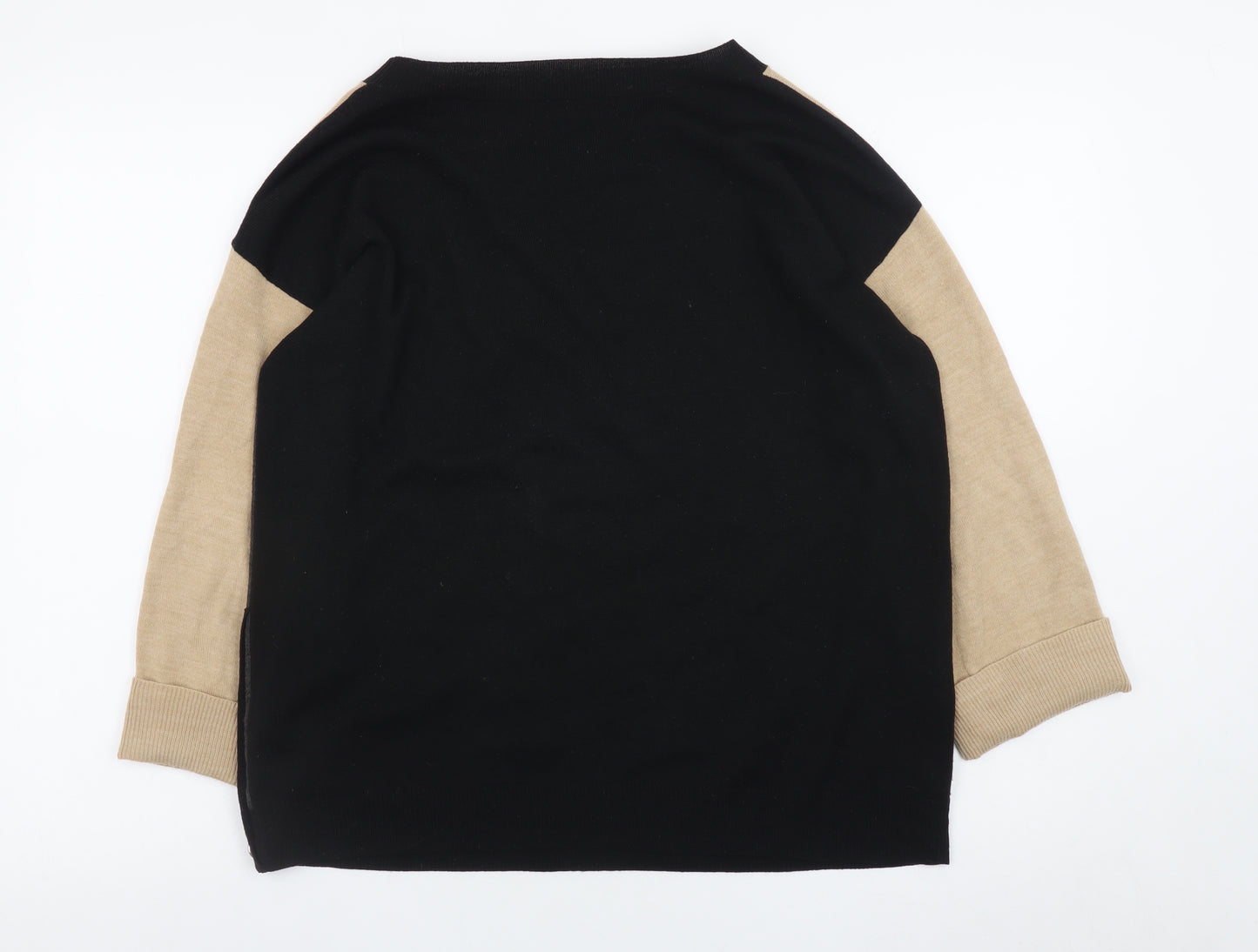 Marks and Spencer Women Beige Black Geometric Pullover Jumper UK 12