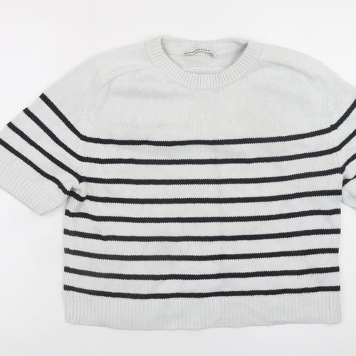 Abercrombie & Fitch Womens White Striped Short Sleeve Jumper XS