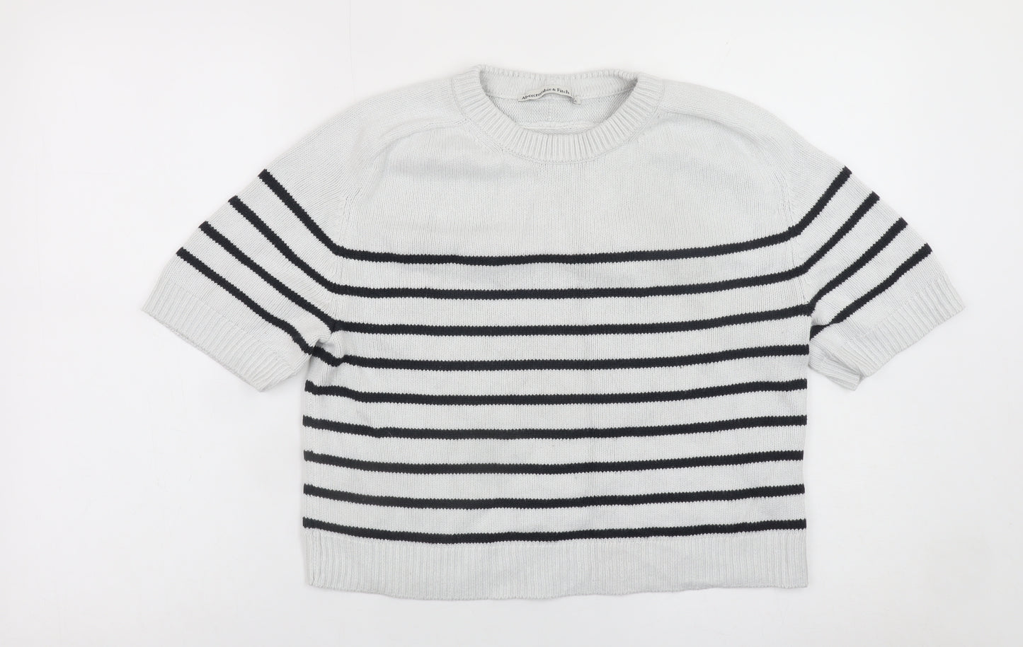 Abercrombie & Fitch Womens White Striped Short Sleeve Jumper XS