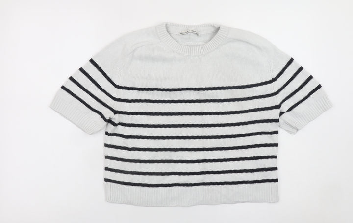 Abercrombie & Fitch Womens White Striped Short Sleeve Jumper XS