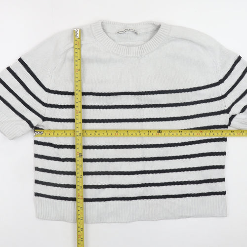 Abercrombie & Fitch Womens White Striped Short Sleeve Jumper XS