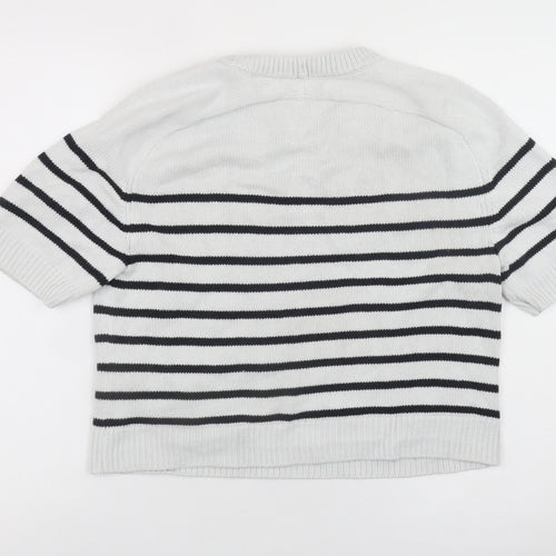 Abercrombie & Fitch Womens White Striped Short Sleeve Jumper XS