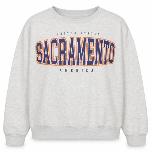 Pull&Bear Women Grey Sacramento Graphic Pullover Sweatshirt M