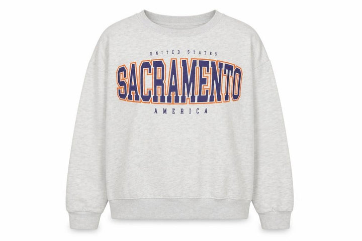 Pull&Bear Women Grey Sacramento Graphic Pullover Sweatshirt M